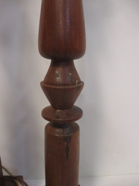 2 Mid-Century Modern Wood Table Lamps - 8