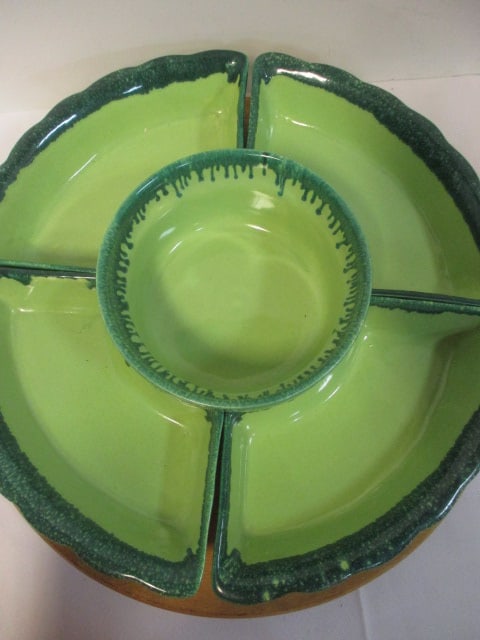 Mid-Century Modern Tomeoni Bros. Pottery 5-Piece Drip Glaze Chip and Dip Set - 2
