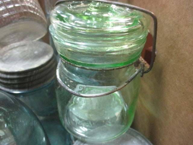 Lot of Vintage Mason Jars and Vintage Box of Wide Mouth Rubber Rings - 2