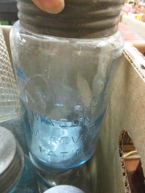 Lot of Vintage Mason Jars and Vintage Box of Wide Mouth Rubber Rings - 3