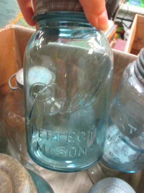 Lot of Vintage Mason Jars and Vintage Box of Wide Mouth Rubber Rings - 5