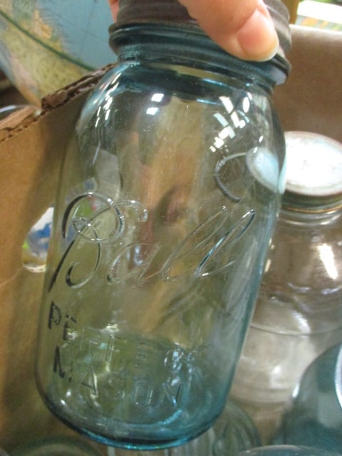 Lot of Vintage Mason Jars and Vintage Box of Wide Mouth Rubber Rings - 8