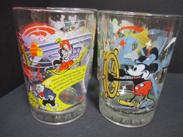 4 Walt Disney World Collector's Glasses, 2 J.Cleveland Glasses, Coca-Cola - 5