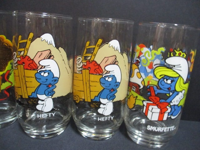 9 Retro 1982 "Smurf" Tumbler Glasses - 4