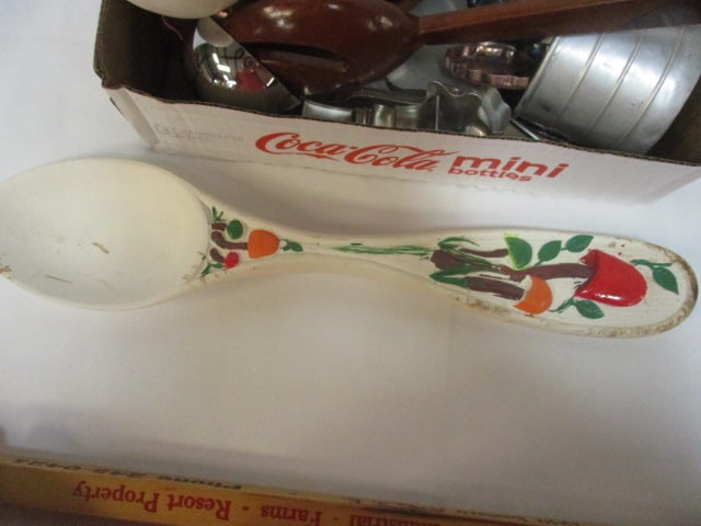 Lot of Vintage Serving Spoons, Cookie Cutters, Sifter, Bottles, etc. - 2