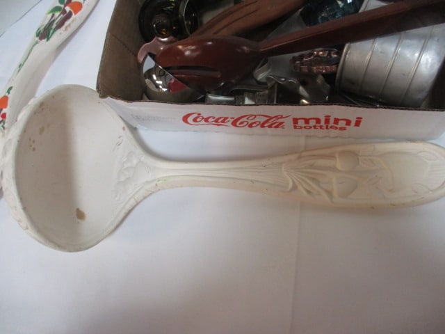 Lot of Vintage Serving Spoons, Cookie Cutters, Sifter, Bottles, etc. - 3