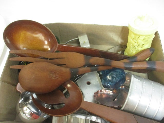 Lot of Vintage Serving Spoons, Cookie Cutters, Sifter, Bottles, etc. - 4