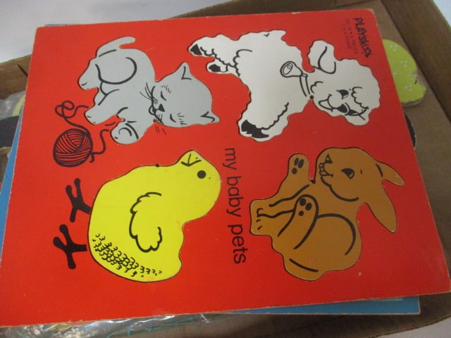 3 Vintage Playskool Wood Puzzles and Nursery/Child's Wood Wall Plaques - 2