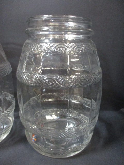 2 Vintage Glass Barrel Shaped Pickle Jars - 2