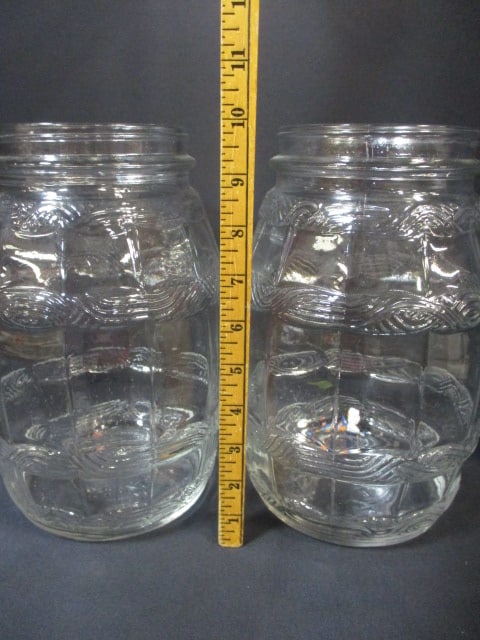 2 Vintage Glass Barrel Shaped Pickle Jars - 6