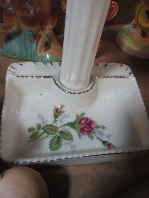 Lot of Vintage Figurines, Dresser Mirror, and Glass Containers - 10