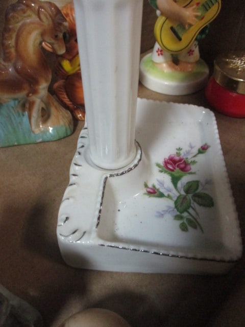 Lot of Vintage Figurines, Dresser Mirror, and Glass Containers - 11