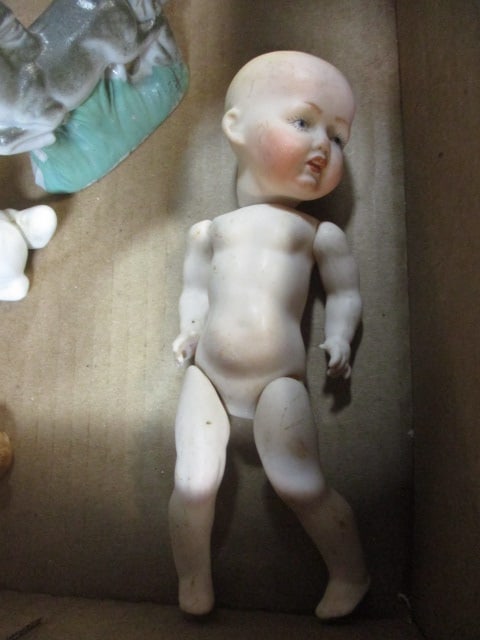 Lot of Vintage Figurines, Dresser Mirror, and Glass Containers - 2