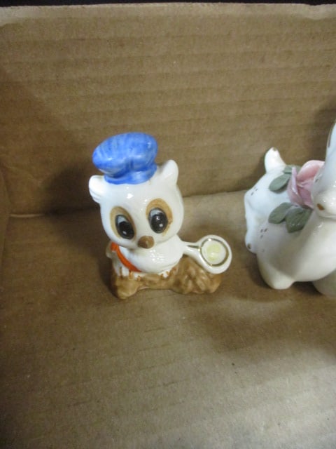 Lot of Vintage Figurines, Dresser Mirror, and Glass Containers - 4