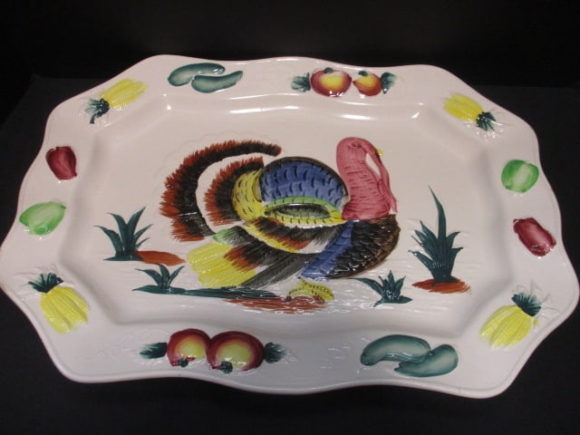 2 Large "Turkey" Ceramic Stoneware Platters - Made in Japan (1 of 7)