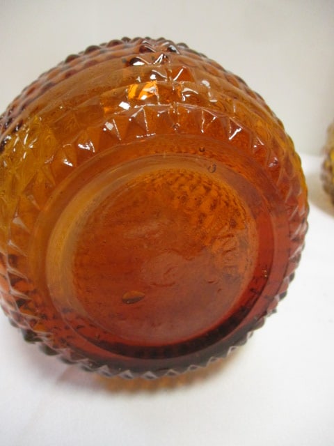 2 Mid Century Modern Italian Empoli Amber Genie Bottle Vases - 4