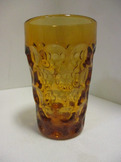 Vintage Hazel Atlas "Eldorado" Coin Dot Amber Glass Pitcher and Glass Set - 2