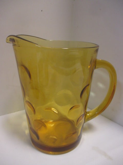 Vintage Hazel Atlas "Eldorado" Coin Dot Amber Glass Pitcher and Glass Set - 5