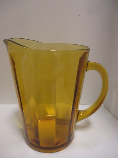 2 Vintage Amber Glass Pitchers - 2