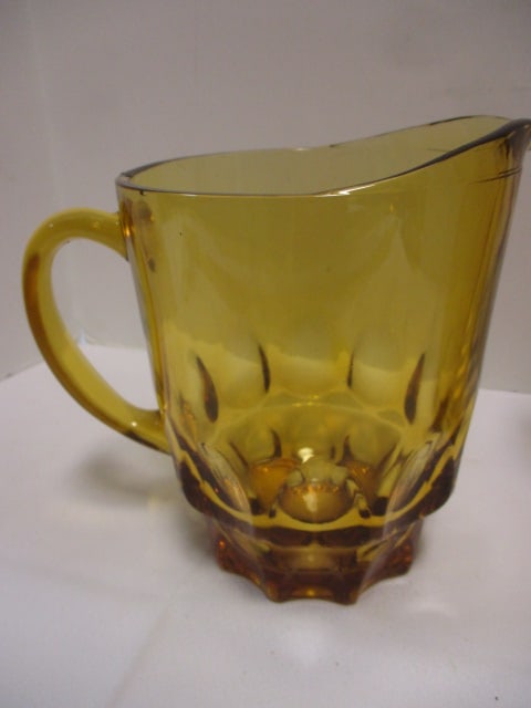 2 Vintage Amber Glass Pitchers - 4