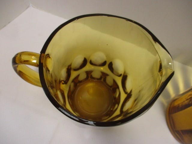 2 Vintage Amber Glass Pitchers - 5