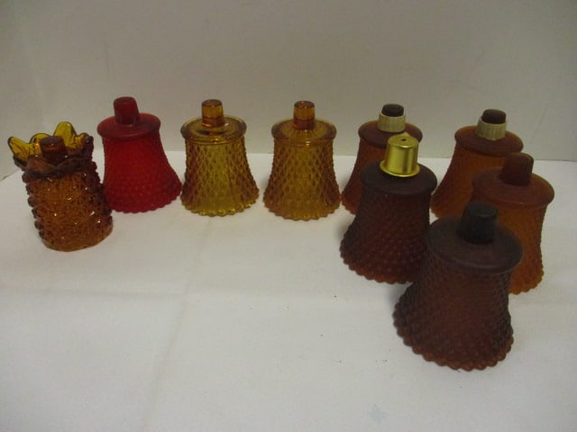 Lot of 9 Vintage Diamond Point Pegged Votive Candle Holders: 3 3/4" each