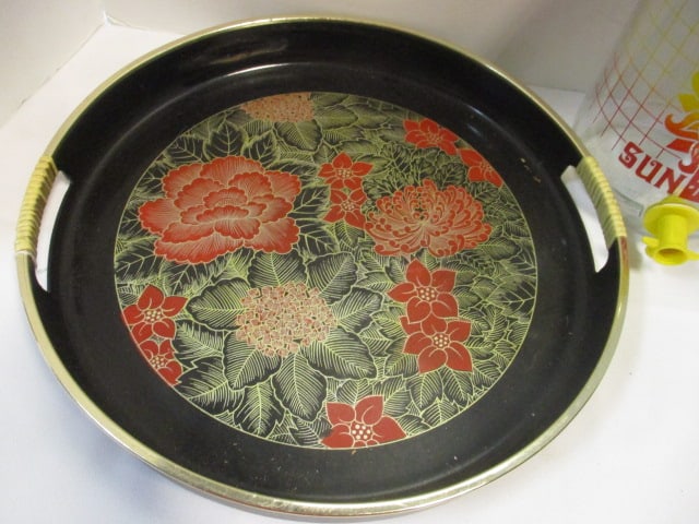 Vintage Marusi Japanese Round Serving Tray and Glass "Sun Tea" Canister - 2