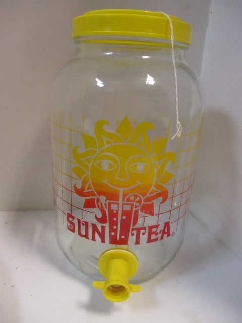 Vintage Marusi Japanese Round Serving Tray and Glass "Sun Tea" Canister - 4