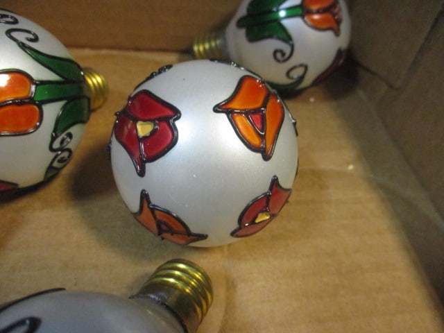 Collection of 12 Hand-Painted Decorative Light Bulbs - 2