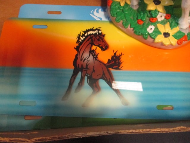 Unicorn Lot - Unicorn Tarot Cards in Carved Wood Box, 2 Unicorn Figurines, - 10