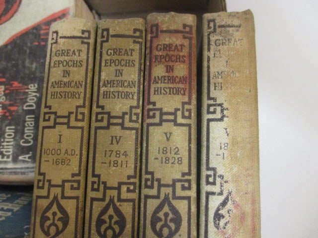Lot of Vintage Hardback Books - "Sherlock Holmes", 4 "Great Epochs in American - 8
