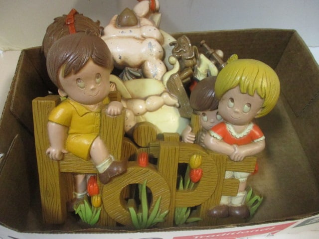 Grouping of Vintage Painted Metal and Plastic "Children" Wall Plaques - 2