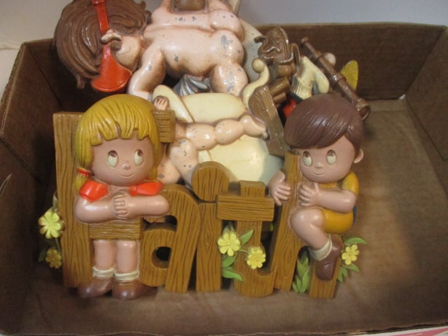 Grouping of Vintage Painted Metal and Plastic "Children" Wall Plaques - 3