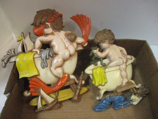 Grouping of Vintage Painted Metal and Plastic "Children" Wall Plaques - 4