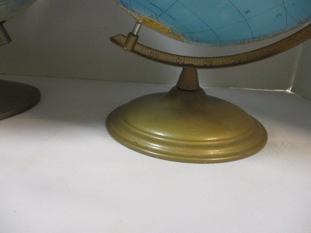 2 Vintage Desktop World Globes - Replogle Comprehensive and Cram's Imperial - 2
