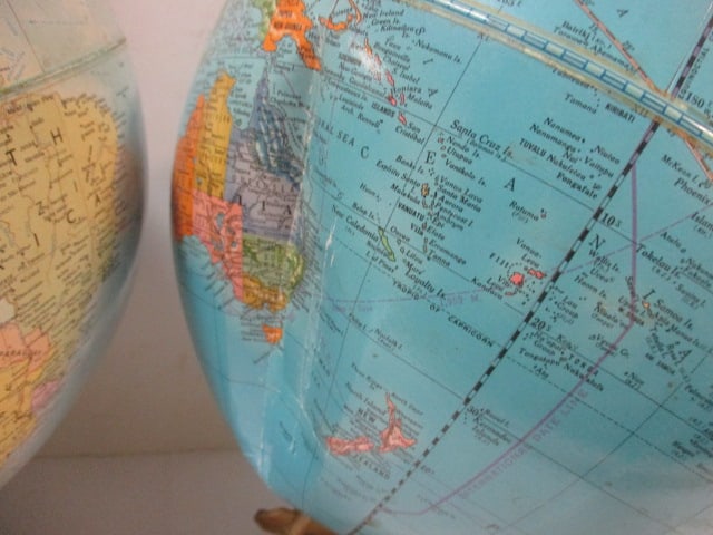 2 Vintage Desktop World Globes - Replogle Comprehensive and Cram's Imperial - 6