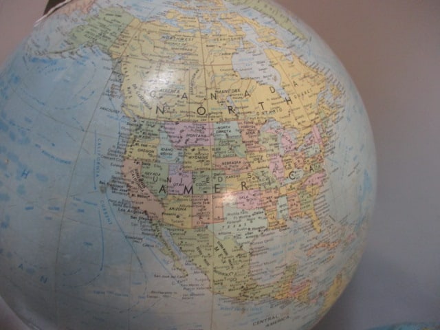 2 Vintage Desktop World Globes - Replogle Comprehensive and Cram's Imperial - 8