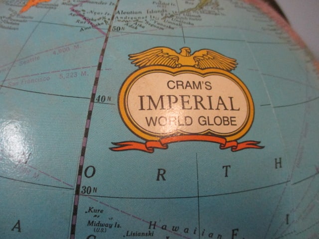 2 Vintage Desktop World Globes - Replogle Comprehensive and Cram's Imperial - 9