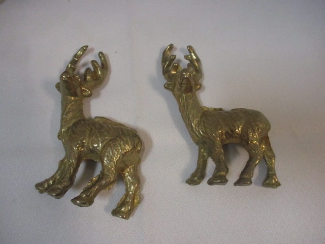 Vintage Brass Candle Holders and Deer Figurines - 9