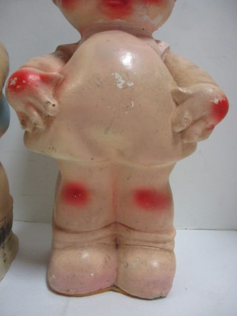 2 Vintage Carnival Chalkware "Kewpie" Doll Figurines and Caffco (Japan) - 7