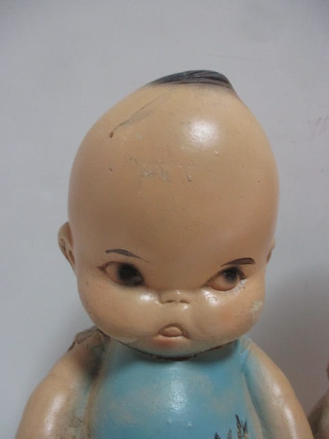 2 Vintage Carnival Chalkware "Kewpie" Doll Figurines and Caffco (Japan) - 8