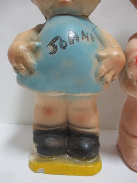 2 Vintage Carnival Chalkware "Kewpie" Doll Figurines and Caffco (Japan) - 9