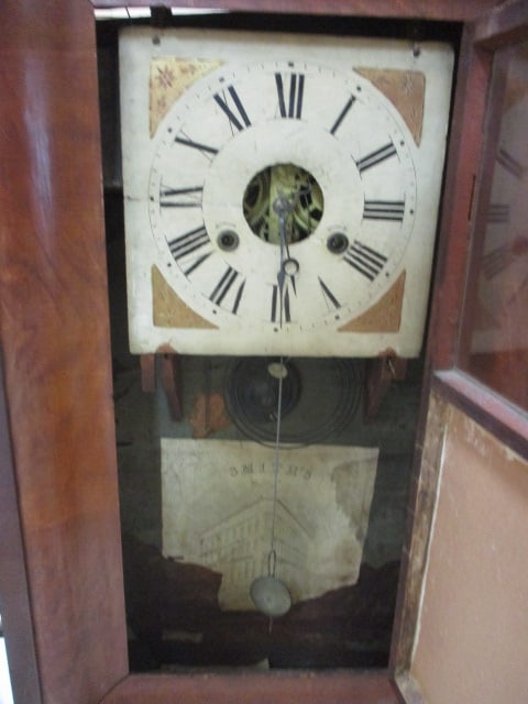 Antique Smith's Wood Frame Pendulum Mantel Clock with Mirror - 2