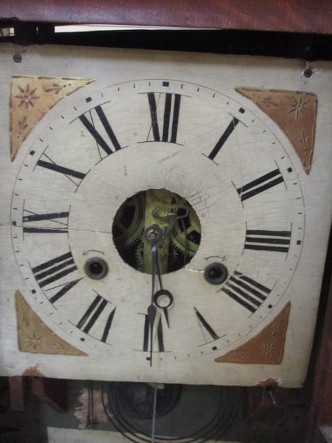 Antique Smith's Wood Frame Pendulum Mantel Clock with Mirror - 3
