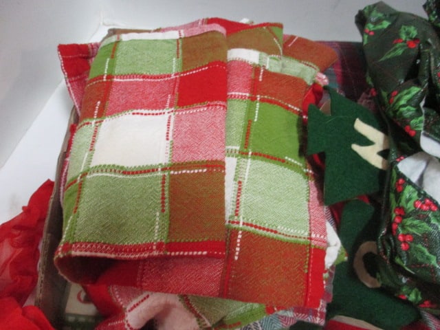 Grouping of Christmas Tablecloths, Aprons, and Linens - 3