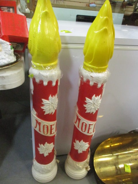 Pair of Vintage Empire Plastic Corp "Christmas Noel" Candle Electric Blow Molds (1 of 5)