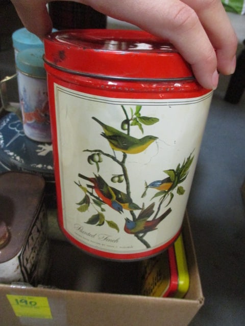 Grouping of Vintage Tin Containers, Salt & Pepper Shakers, and Oil Can - 3