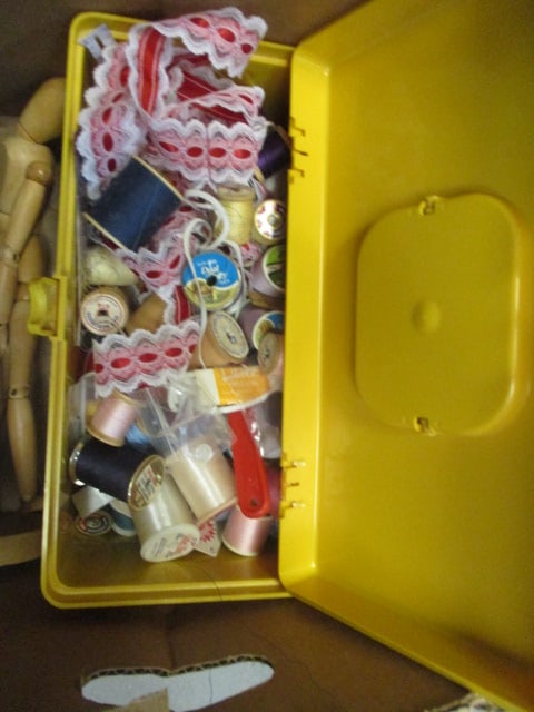 Sewing and Craft Lot - Plastic Sewing Box with Threads, Needles, Buttons, - 4