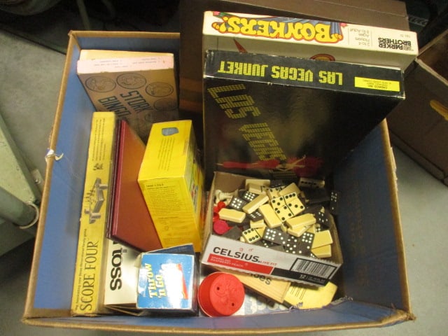 Large Lot of Vintage Board Games, Backgammon Set, Dominoes, Chess Pieces, etc.: see pictures and preview for selection and condition