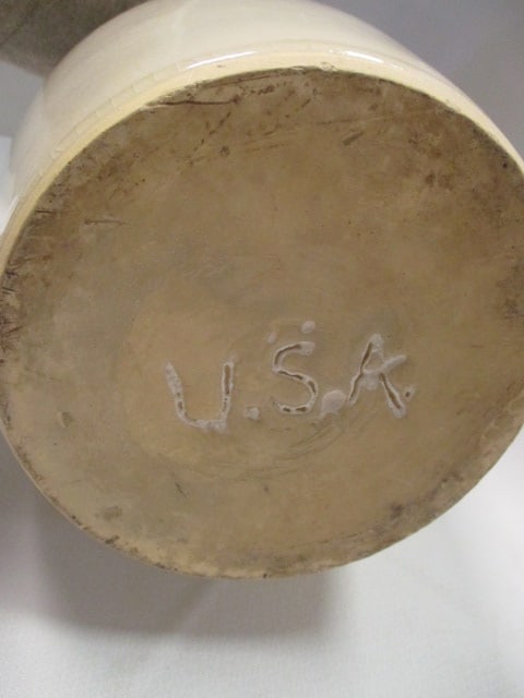 Vintage Two-Tone Stoneware Pitcher - Marked "USA" - 4